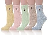 5 pairs Women's Super Soft Cozy Fuzzy Slipper Socks Microfiber Winter Warm Crew Home Socks