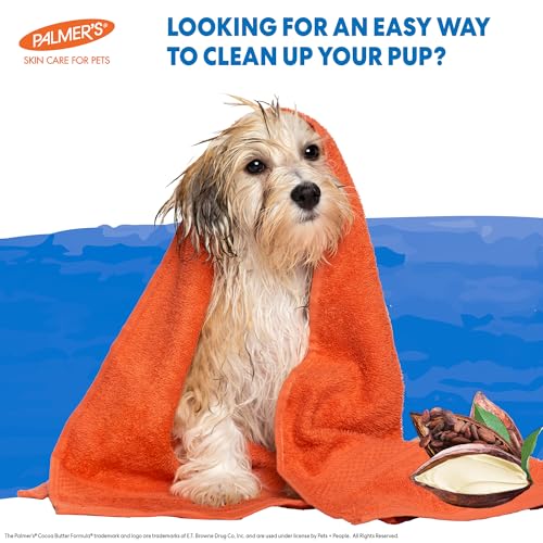 PALMER’S FOR PETS BATH FOAM WITH COCOA BUTTER; WATERLESS DOG GROOMING FOAM WITH VITAMIN E AND COCOA BUTTER, FOAMING “DRY SHAMPOO” FOR DOGS, 5 FL OUNCES