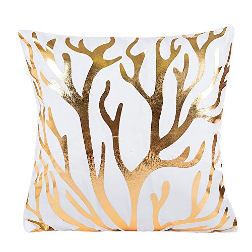 Pillowcase Bronzing Throw Pillow Covers Gold Letter Heart Tree Pattern Design with Zipper Home Decor for Sofa Slipcover Decorative 18x18 inch