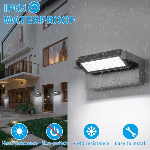 KUKAK 22W LED Indoor and Outdoor Wall Light, IP65 Waterproof 6500K Cool White, Outdoor Wall Light with 350° Swivel Panel for Garden, Terrace, Balcony, Dark Grey