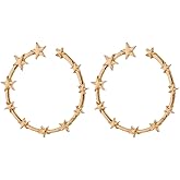 Star Hoop Earrings for Women 18K Gold Plated Silver Pentagram Shooting Lucky Star Earrings Party Jewelry
