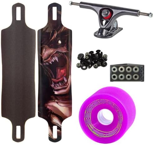 Woodstock Landlord 40" Drop Through Longboard Complete with Paris Black Trucks Abec 9 Bearings and Brainwave Wheels