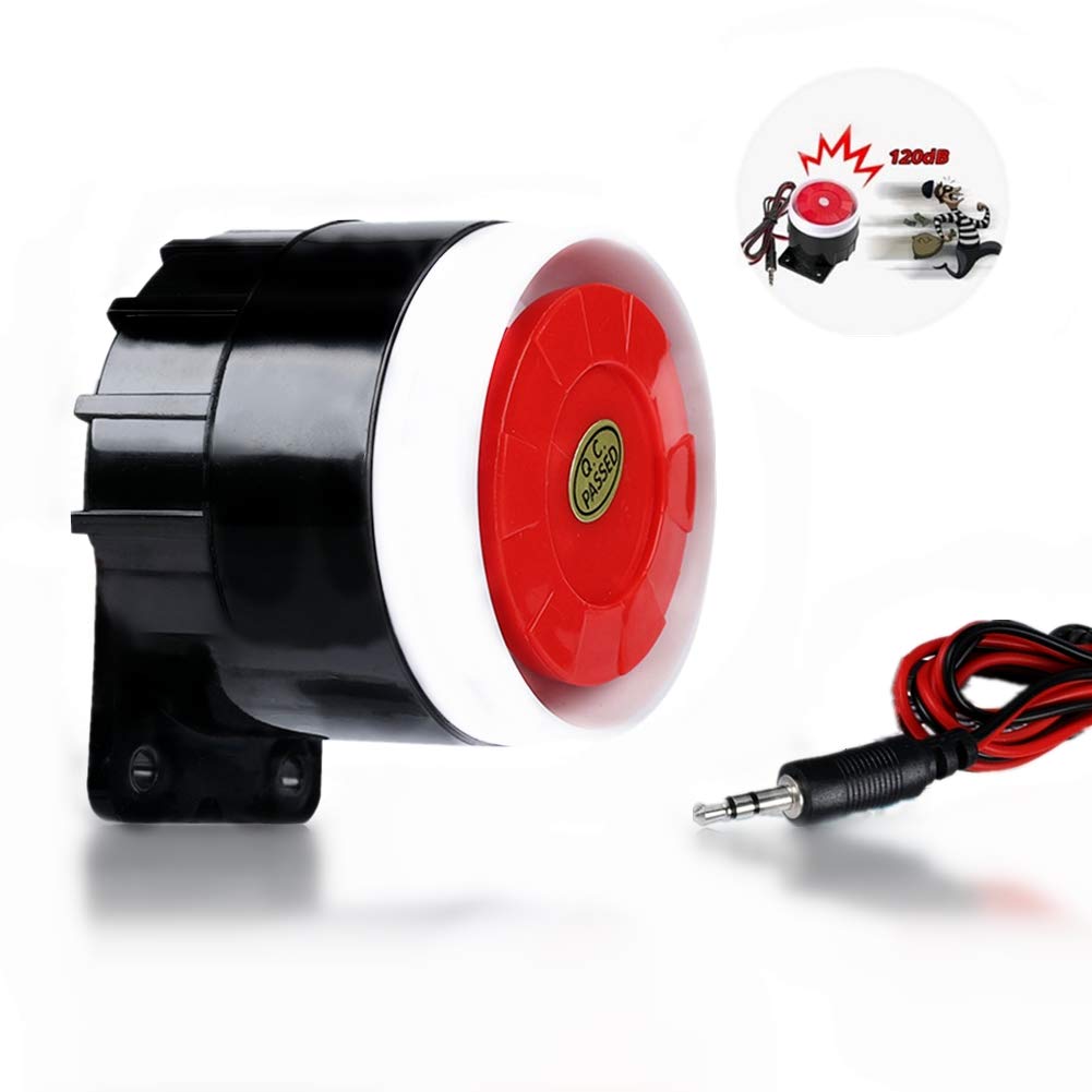 DC 12V 120dB Wired Mini Horn Siren, Home Security Sound Alarm System, Sound Alarm System Warning Horn for Home Security, Red