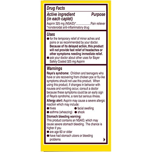 Bayer Aspirin Regimen, Regular Dose, 100 Caplets (Pack of 4) Pricepulse