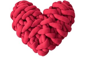 TESICA Soft Plush Knotted Pillow Heart Knot Cushion Solid Color Pillow Decorative Cushion Love Cushion Filling Home Decoration 11inch*10inch (Red)