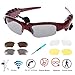 WONFAST Bluetooth Sunglasses Sun Glasses Music Handsfree Headset Headphones for Smart Phone PC Tablet IPHONE6 /6 PLUS Samsung HTC Bluetooth devices + Free Replaceable 3 pair lens (Yellow,Brown,Clear) - Red