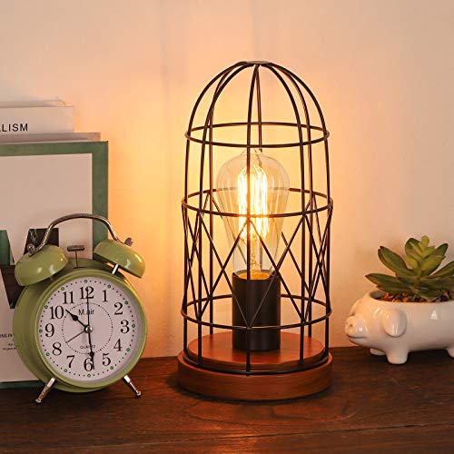 HAITRAL Industrial Table Lamp, E26 Edison Vintage Desk Lamp with Metal