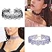 Tpocean 16Pcs Tatto Boho Black Lace Choker Gold Chain Red Colorful Tassels Velvet Necklaces Choker with Pendant Set Adjustable for Women Girls