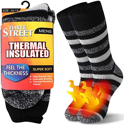 Warm Thermal Socks, Three street Unisex Winter Fur Lined Boot Thick Insulated Heated Socks For Cold Weather