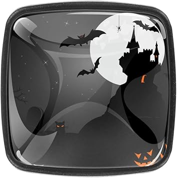 Halloween schwarze Fledermaus-Schrankknöpfe (4 Stück