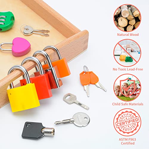 MIKNEKE Montessori Lock and Key Toys Set for Toddlers, Toy Keys