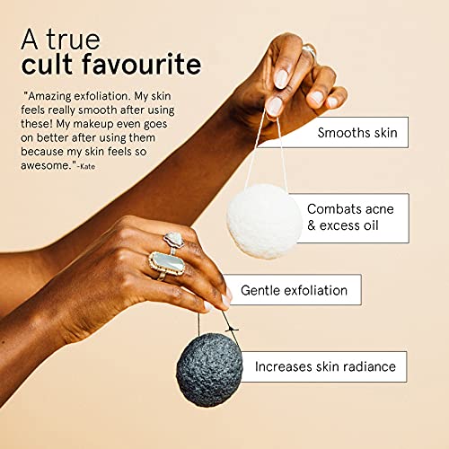 Grace & Stella Konjac Facial Sponges with Activated Bamboo Charcoal for