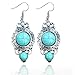 Tagoo Women's Silver Alloy Round Turquoise Earrings