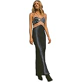 Nasty Gal Women's Premium Satin Lace Trim Maxi Dress