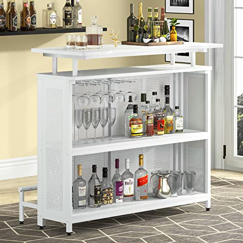 Tribesigns Home Bar Unit, Tier Liquor Bar Table with Stemware