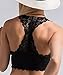 SHAPERX Women's Lace Bralette Unpadded Breathable Sexy Racerback Floral Lace Bras,SZ5509-Black-L