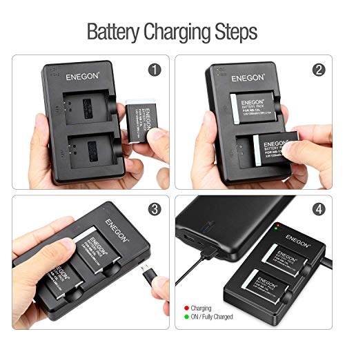 ENEGON NB-13L Paquete De Baterías De Lones De Litio (2-Pack) y Cargador USB Dual para Cámaras Canon PowerShot G5X,G7X,G7 X Mark II,SX720 HS,SX730 HS,SX740 HS,SX620 HS,G1X Mark III,G9X,G9X,G9X Mark II