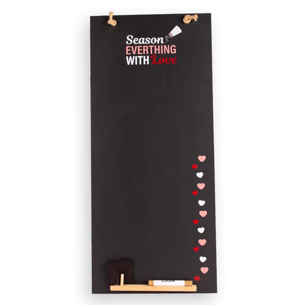 Chalkboards UK Season Everything Tall Thin Blackboard/Memo Kitchen Black Board with Rope, Tray and Chalk. Booths Design Range, Wood, 60 x 26.5 x 1 cm