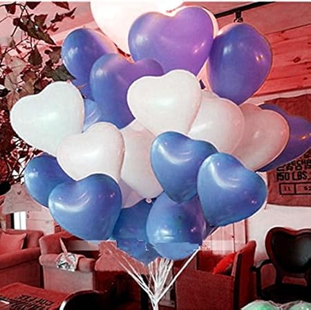 Amazon ハート 型風船 ハートバルーン 約100個 空気入れ ポンプ ピンクの リボン 3点セット 結婚式 イベント セレモニー 青50個 白50個セット 風船 バルーン おもちゃ