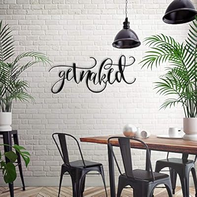 northshire Get Naked Sign 30"x12" - Metal Wall Decor for Bathroom, Motivational Quoute Metal Wall Art 51y3Zs4qF9L