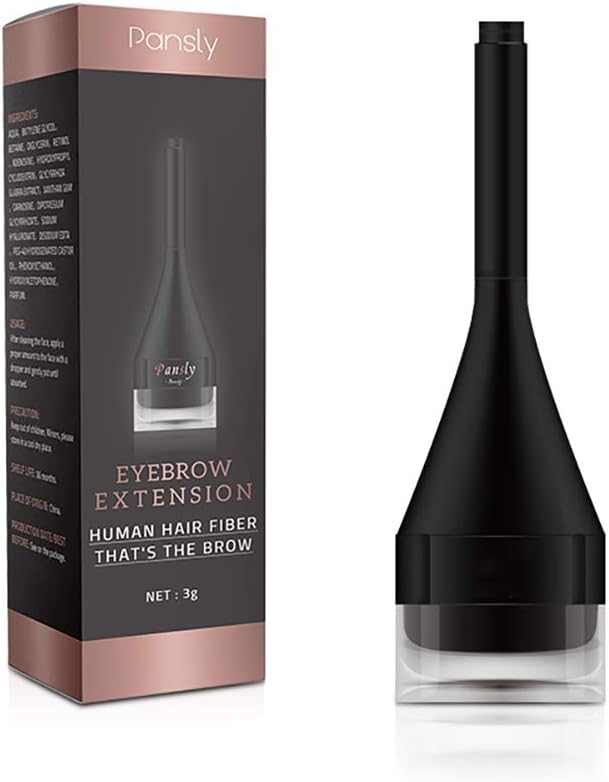 1PC Eyebrow Extension Gel Natural Hair Fiber Brow Extension Cream Instant Volume Eyebrow Tint With Eye Brow Brush Cosmetic For Women And Man(Black)