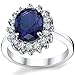 Solid Sterling Silver Kate Middleton's Engagement Ring with Simulated Sapphire Blue Color Cubic Zirconia