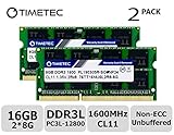 Timetec Hynix IC 16GB Kit(2x8GB) DDR3L 1600MHz PC3L-12800 Non ECC Unbuffered 1.35V CL11 2Rx8 Dual Rank SODIMM Laptop Memory Ram (16GB Kit(2x8GB))