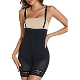 CAUSEY Women's Colombian Faja Shapewear Adjustable Straps Bodysuit Mid-Thigh Tummy Slimmer for Dresses, Black