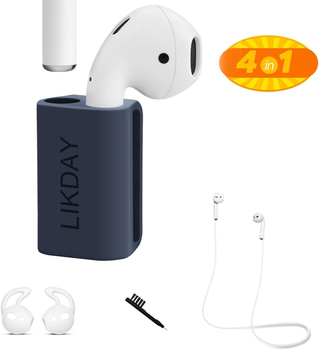 LIKDAY AirPods Headphones Accessories - Holder for iwatch Band or Fitness Wristband and Strap/Earhooks Cover/Cleaning Brush for Airbuds (MB-1)