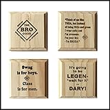 Barney Stinson Bro Code Coasters (By Brindle Designs): How I Met Your Mother inspired permanent engraved gift set of 4 wood coasters.