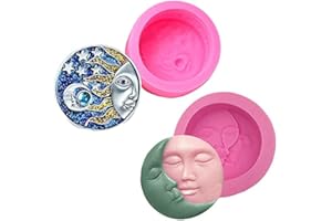2 Pack Silicone Molds Sun and Moon, Sun Moon and Stars Craft Art Silicone Soap Mold, Face Shape Craft Molds DIY Handmade Soap Molds - Soap Making Supplies by YSCEN