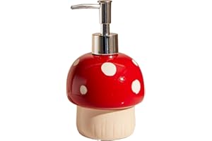 RYXCGXJ ZEBWAY Mushroom Soap Dispenser,Cute Soap Accessory Ceramic Material and Non-Rusting，Best Mushroom Bathroom Decor