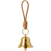 Leoriaie Small Brass Hanging Bell for Door Knob, Vintage Gold Home Decor | Small 5.22 in overall length, 1.52 in bell diameter, gentle chime for door knobs, wreaths, entryways and seasonal decor
