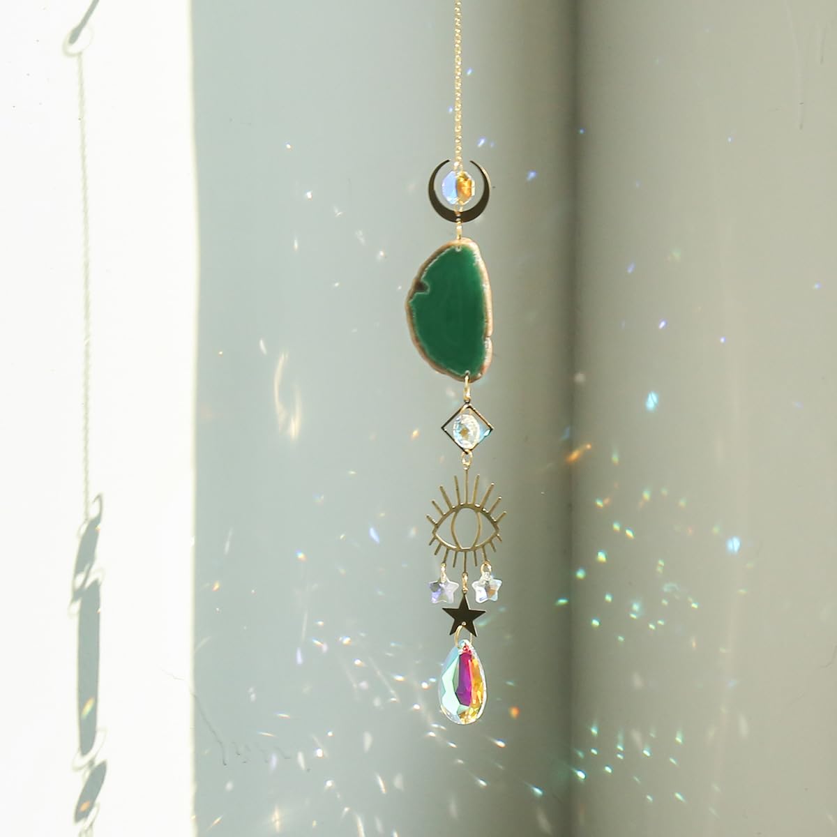 Photo 1 of Crystal Sun Catcher Sun Catchers Indoor Window Hanging Sun Catchers with Light Catcher with Prisms and Agate Slices for Indoor Outdoor Home Garden Wedding Decor
