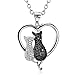 Angel caller Cat Necklaces 925 Sterling Silver Jewelry Cute Double Two-tone Cat Pendant Necklace Rolo Chain,Eternal Love Heart Necklace Gifts for Mom Women,Girls