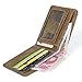 ZH Men's Canvas Leather Wallet Small Bifold Card Holder Billfold with ID Window (Black-M)