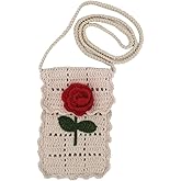 HNOMISE Handmade Crochet flower small Bag Phone Bag Knitted for Women for Girls