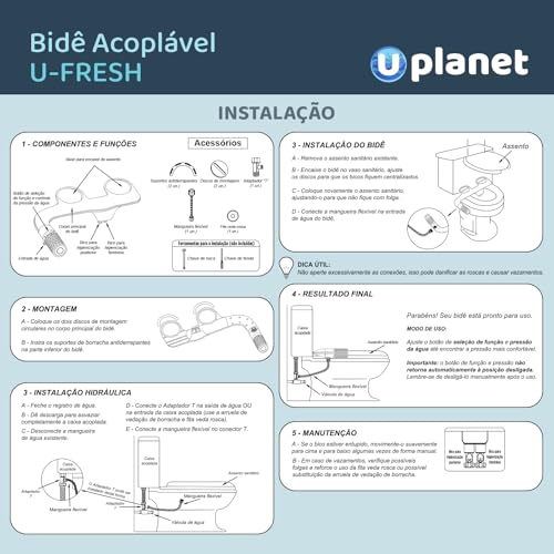 Ducha Higiênica Bidê U-Planet - Modelo U-Fresh Luxo Jato Duplo