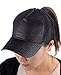 C.C Ponycap Messy High Bun Ponytail Adjustable Glitter Mesh Trucker Baseball Cap, Black