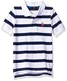 U.S. Polo Assn. Little Boys' Short Sleeve Yarn Dye Heather Pique, White, 5/6