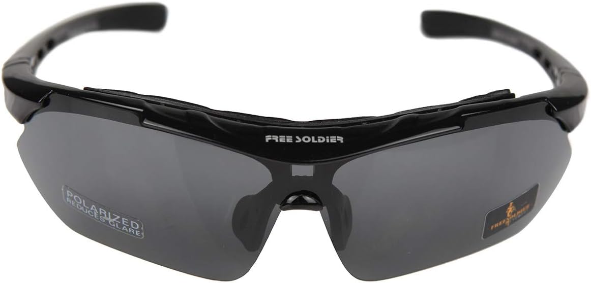 FREE SOLDIER Sports Sunglasses 5 in 1 Polarized Cycling Glasses for Men Women Tactical Military Glasses for Cycling Running Driving UV 400 Protection Golf Sunglasses,Black - Image 3