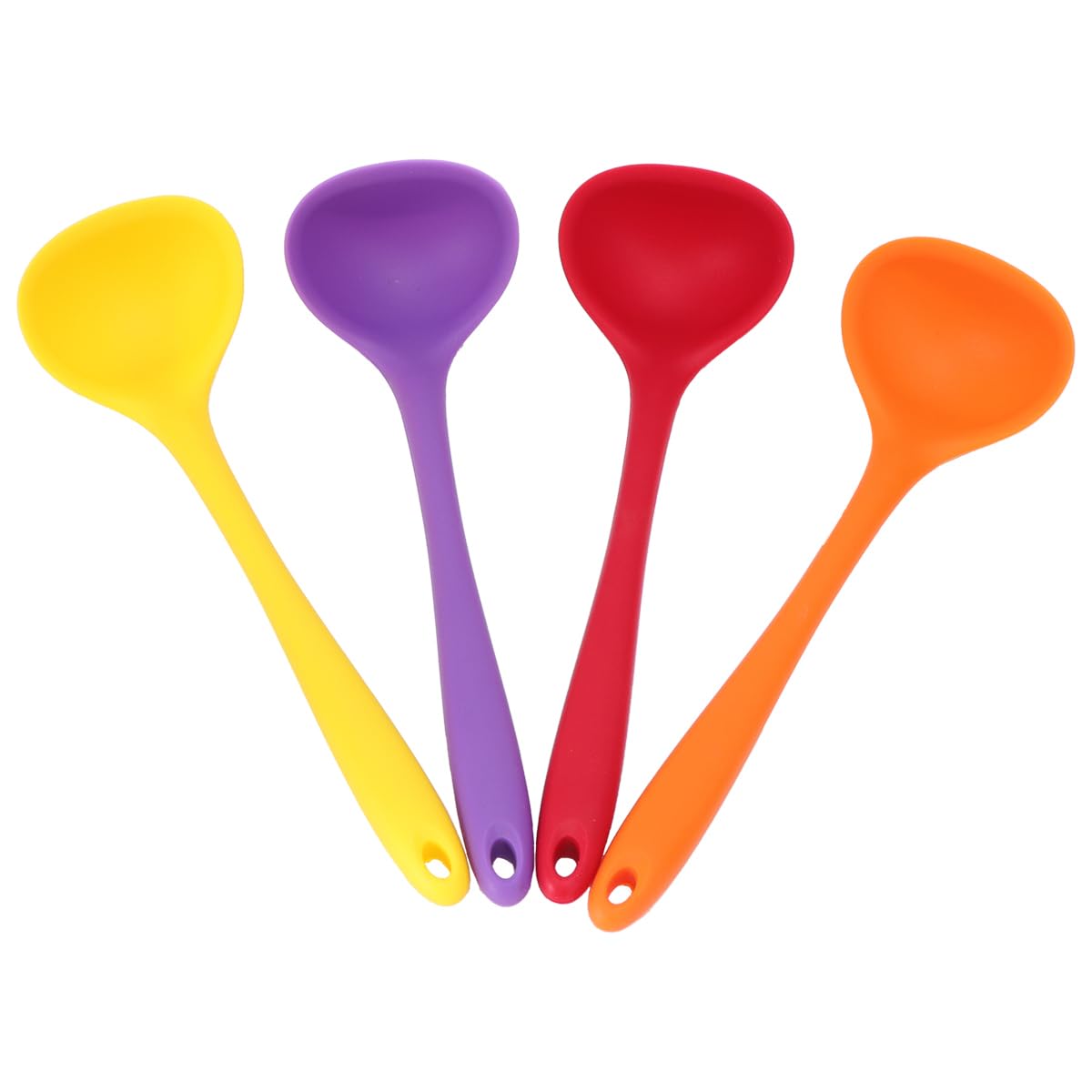 OUNONA Kitchen Utensil Ladles Set of 4 Soup Spoons Non-Stick Heat-Resistant for Cooking Random Color