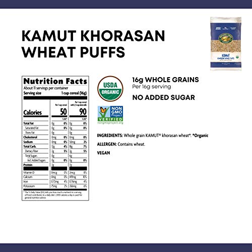 Nature's Path KAMUT Khorasan Wheat Puffs Cereal, Healthy, Organic, Gluten-Free, Low-Sugar, 6 Ounce Bag (Pack of 12) - Thumbnail 5