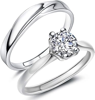 Amazon Heart To Heart カップルリング ペアリング 純銀製指輪 キューピット切工ジルコニア レディースリング メンズリング キラキラ 結婚指輪 婚約指輪 用ボックスつき 誕生日プレゼント おしゃれ シンプル 高級感 Ring スターリングシルバーリング ジュエリー 通販