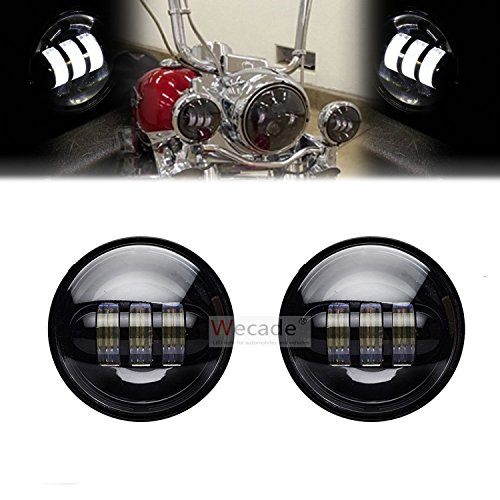 Wecade 4-1/2″ 4.5inch LED Passing Light for Harley Davidson Fog Lamps Auxiliary Light Bulb Motorcycle Daymaker Projector Spot Driving Lamp Headlight (Black)
