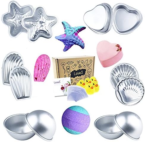 Loves Bath Bomb Mold - 48pcs Including Bath Bomb Molds/Heat Shrink Bags/Bath Toys, for Homemade Bath Bombs