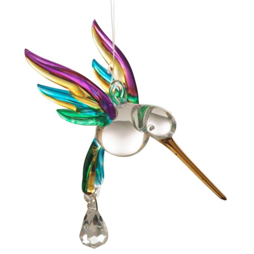 Wild Things Gifts Fantasy Glass Hummingbird Tropical Hanging Ornament 5050-HUM-TRP
