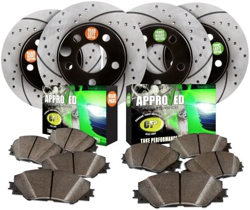 Approved Performance G22456 - [Front & Rear Kit] Performance Drilled/Slotted Brake Rotors and Carbon Fiber Pads