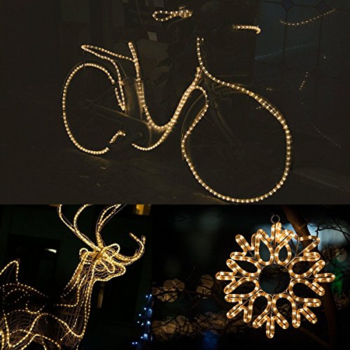 GreenClick LED Rope String Lights Battery Powered 120 LEDs Warm White Indoor Rope Lights With Romote Timer Waterproof 45Ft 8 Mode String Lights For Patio, Yard, Parties, Wedding