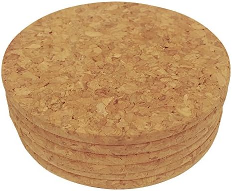 Cork Coasters of 6 Pack - 3.75" x 3.75" - Round Cork Coasters - Dining or Office Cork Mat from Laucork (6)